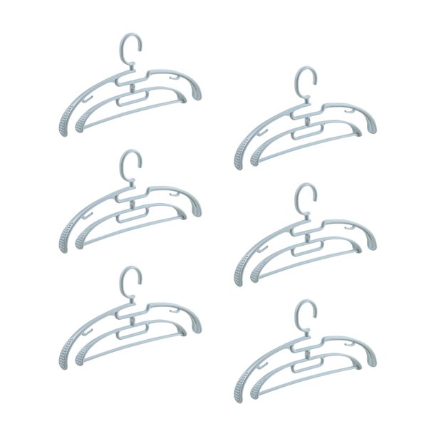 Colgador de ropa de PP de 6 piezas, colgador de doble capa para ahorro de espacio, resistente para uso diario, resistente al deslizamiento, rotación Gris perfecl colgador de calcetines