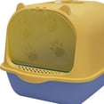 thumbnail image 4 of GROWTH TANK Enclosed Cat Toilet Portable Detachable Kitty Litter Tray Easy Cleaning Reusable Yellow Blue, 4 of 9