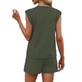 thumbnail image 5 of Lumtrix Women Summer Two Piece Lounge Short Sets 2026 Beach Vacation Travel Airport Outfits Comfy Fashion Sweatsuits Army Green S, 5 of 7