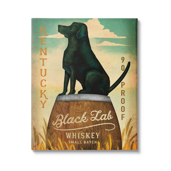 Stupell Industries Black Lab Whiskey Vintage Brewing Sign Graphic Art Gallery Wrapped Canvas Print Wall Art, Design by Ryan Fowler