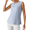Light Denim, variant on Lyocell Side Slits Women's Workout Tank Tops Soft Loose Fit High Neck Athletic Tanks Stretch Gym Running Top