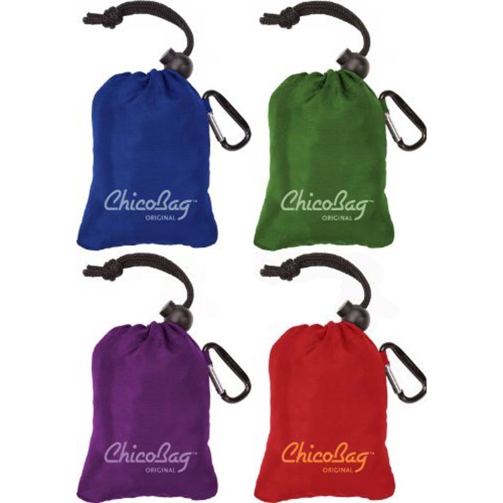 Chicobag Reusable Grocery Bag with Attached Pouch and Carabiner Clip