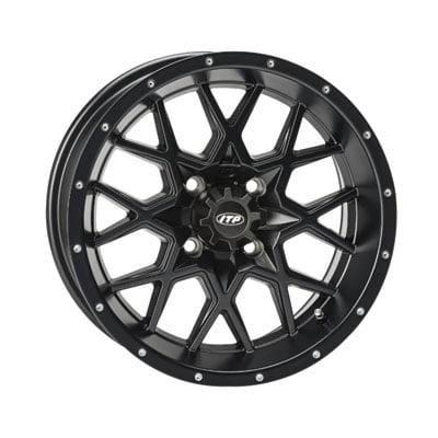 4/156 ITP Hurricane Wheel 14x7 4.0 + 3.0 Matte Black for Polaris RANGER RZR S 800 LE 2011-2012