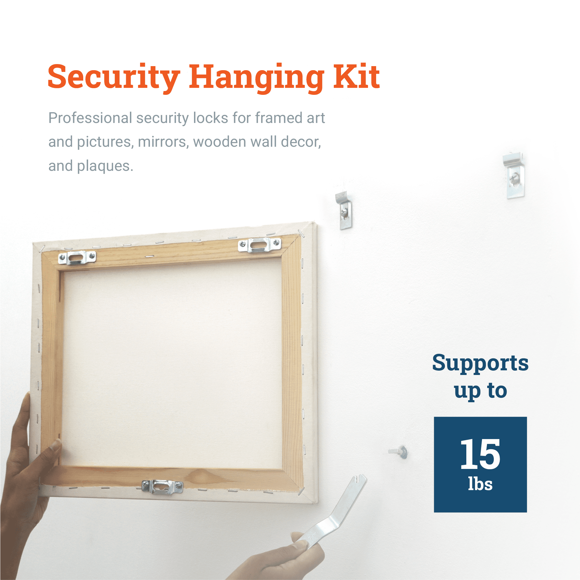 Picture Hang Solutions Anti-Theft Wall Security Kit for Wood Frames 15-lb Capacity 25 Kits per Pack
