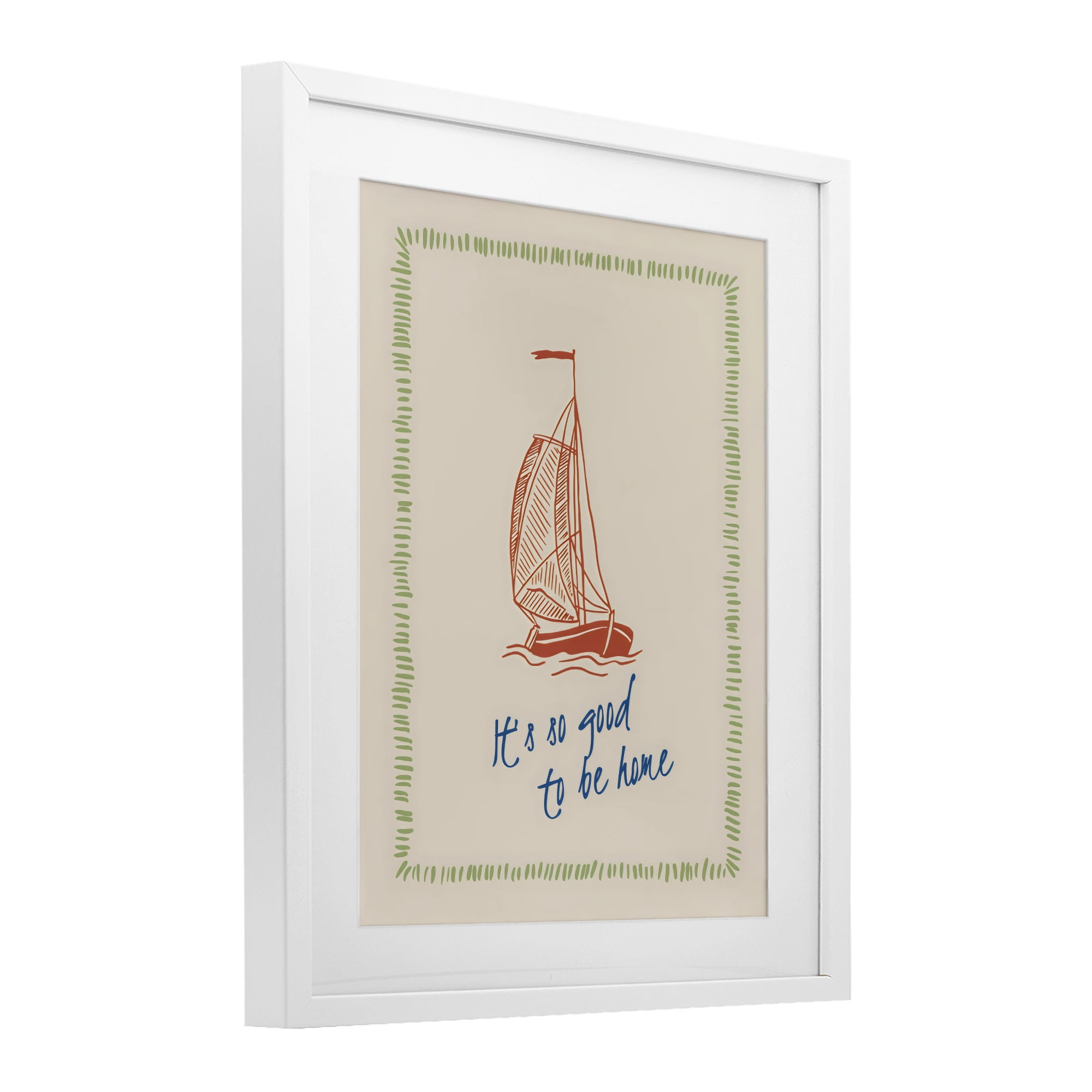 Stupell Industries Good To Be Home Sailboat White Framed Print Under Glass, design by The Prints Vibe
