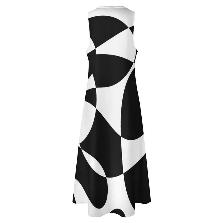 Retro Monochrome 60s Black and White Pattern Long Dress luxury evening dress  woman for wedding Prom gown Dress - Walmart.com