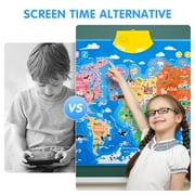 Interactive World Map for Kids Learning and Educational Toys, Talking Electronic Kids World Map Poster, Geography Electronic Games Ages 3 to 12 Years Old, Custom Talking Gifts for Boys & Girls