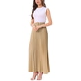 thumbnail image 2 of Falda Maxi A-Line con Cintura Elástica y Pliegues INSPIRE CHIC para Mujeres XL Color Caqui, 2 of 7