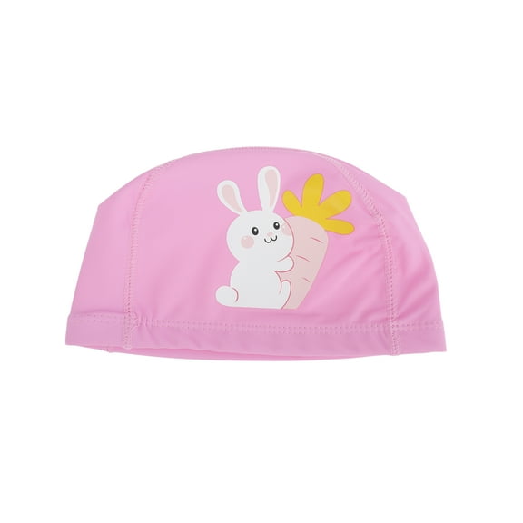 Unique Bargains 1 Pc Knitted PU Cartoon Carrot Rabbit Swim Cap Pink
