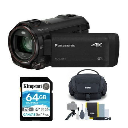 Panasonic HC-VX981K 4K Ultra HD Camcorder w/ 64GB SDXC Card & Accessory Bundle