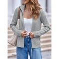 thumbnail image 6 of Long Sleeve Women Vintage Cable Knit Cardigan Zip Up Collared Sweater Coat, 6 of 7