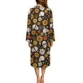 thumbnail image 2 of Yuyamidu Skull Zipper Front Robes Women House Coat Long Sleeve Bathrobe Sunflower Mid-Calf Length Crewneck House Robe Women's Long Sleeve Nightgown Pjs Size 2XL, 2 of 7