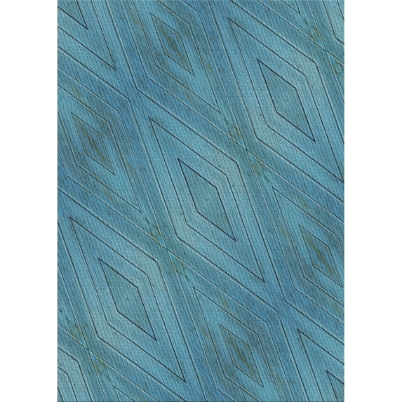 Ahgly Company Indoor Rectangle Patterned Teal Green Novelty Area Rugs, 8' x 10'