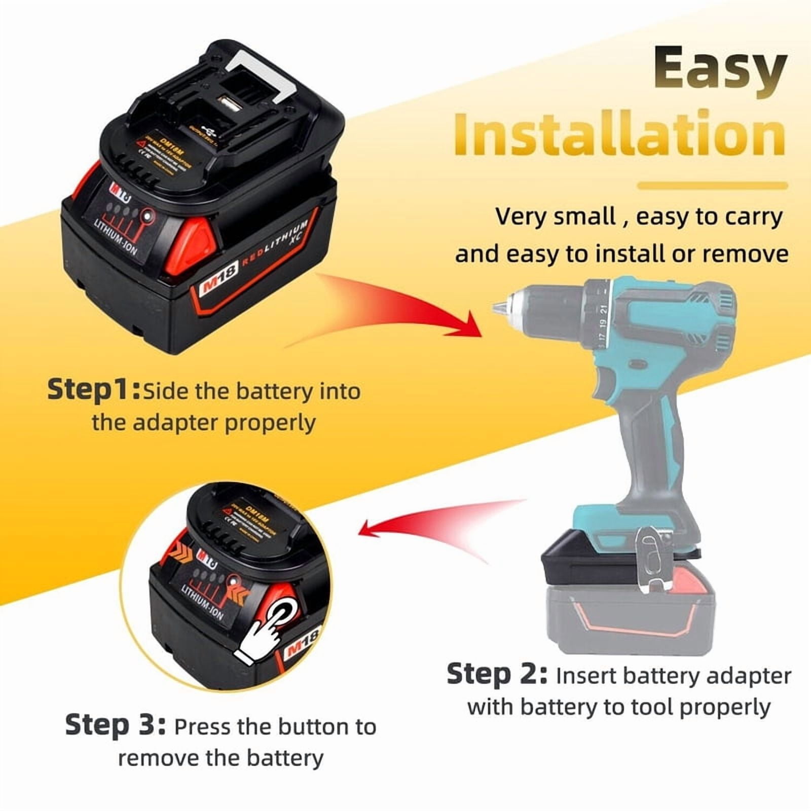 Battery Convertor Adapter For Mil*wau*kee 18V For De*walt 20V to For Ma*kita 18V Power Tools Bl1830 With USB charging port