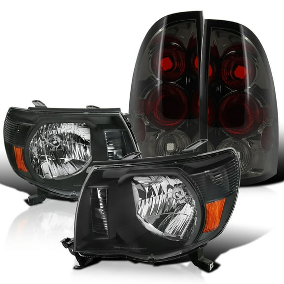 Spec-D Tuning for Tacoma Jdm Black Crystal Headlights, Smoked Altezza Tail Lamps