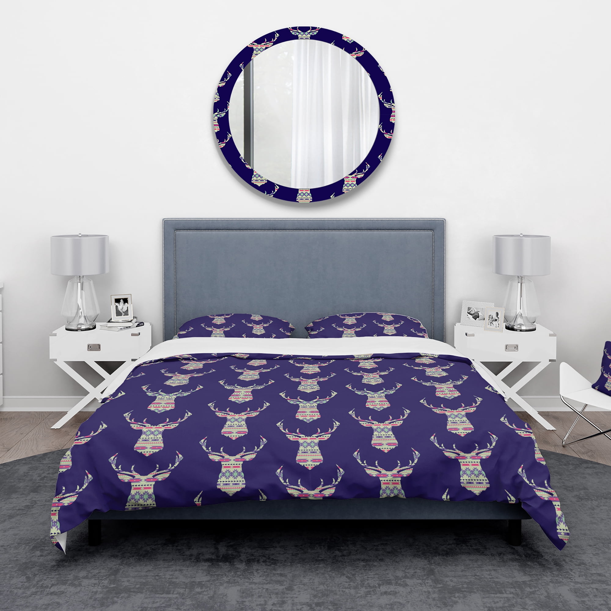 Designart 'Colorful Decorative Ethnic Pattern with Deer' Modern & Contemporary Duvet Cover Set