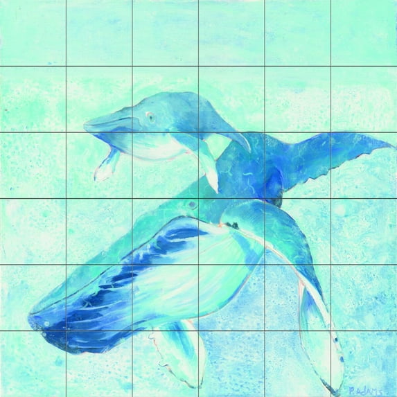 Tile Mural Bathroom Backsplash - Blue Mama V2 - by Phyllis Adams