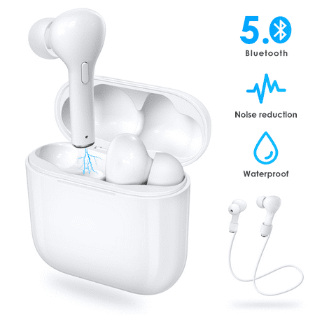 AGPTEK Bluetooth 5.0 Wireless Headphones, 40H Playtime, HiFi HD Stereo Sound Mobile Phone Earbuds with Built-in