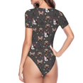 thumbnail image 3 of Uemuo French Bulldogs Pattern Women's One Piece Short Sleeve Swimsuit Rash Guard Surfing Modest Quick-drying Swimsuit Beach Essentials-Medium, 3 of 9