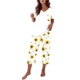 thumbnail image 2 of Lumistal Pajamas Set for Women Summer Pajamas Casual Soft Short Sleeve Tshirt and Crop Pants Matching Sets 2 Piece Pajamas Set Lounge Sets for Women, 2 of 6