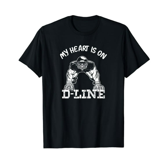 Football My Heart Is On The Line Defensive Lineman T-Shirt