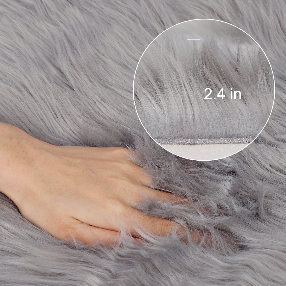 Unique Bargains Faux Sheepskin Rugs Plush Area Rug Light Gray 2x3 Feet