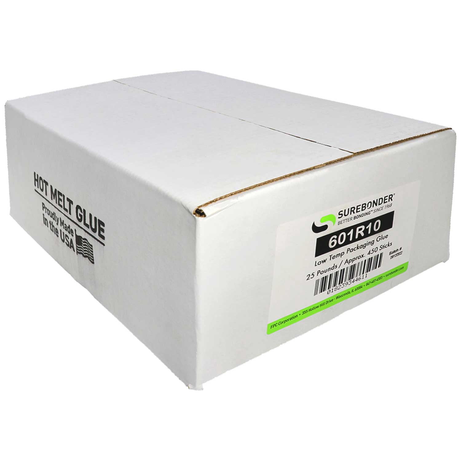 601R10 Low Melt Packaging Glue Sticks - 7/16" x 10" | 25 lb Box