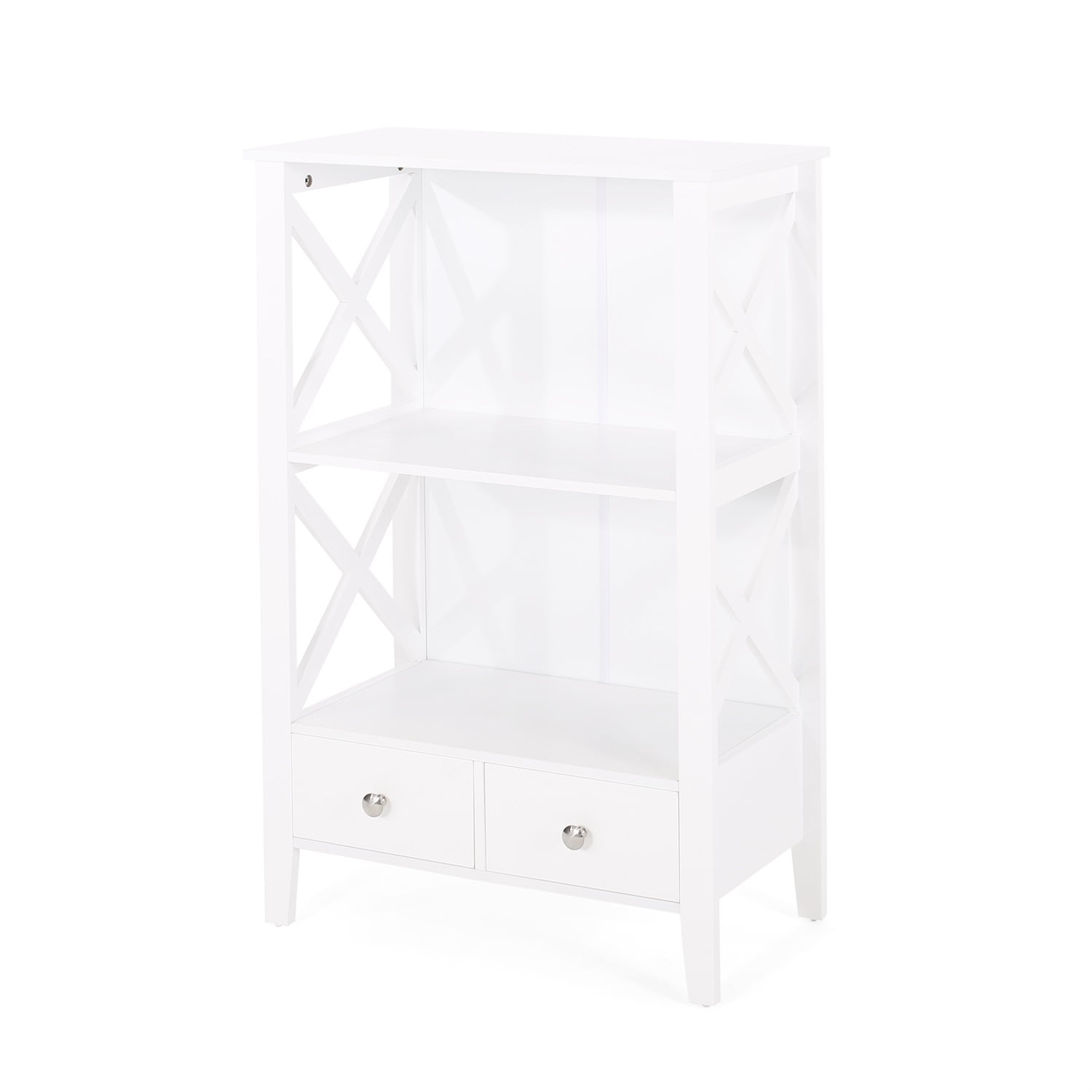 Kadyn Floor Storage Rack, Bathroom Storage Rack with Drawers, Modern Accent Storage Cabinet with Drawers, White Kadyn Floor Storage Rack, Bathroom Storage Rack with Drawers, Modern Accent Storage Cabinet with Drawers, White