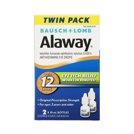 Bausch & Lomb Alaway Itch Relief Original Prescription Strength Eye Drops, .34 Fl oz, (Best Medicine For Itchy Eyes)