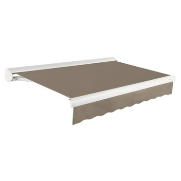 Awntech 24 Ft Key West Right Motorized Heavy Duty Patio Retractable Awning with Cassette (288in x 9.38in x 120in), Taupe