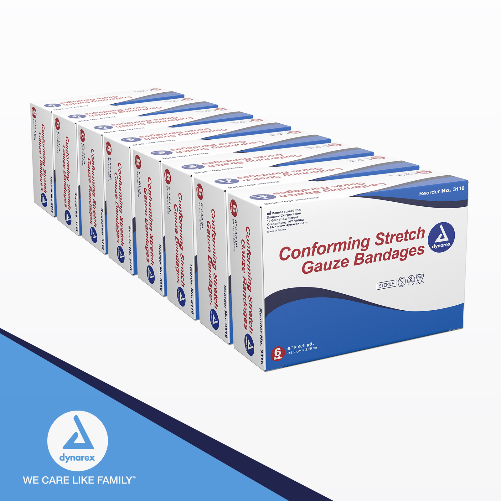 Dynarex Stretch Gauze Bandages, 6" x 4.1 yds, Sterile & Latex-Free, Wound Care in Medical and Home Environments, 1 Case of 48 Dynarex Stretch Gauze Bandages