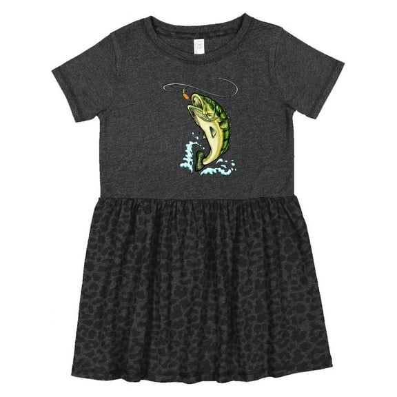 Inktastic Leaping Bass Fish Girls Toddler Dress