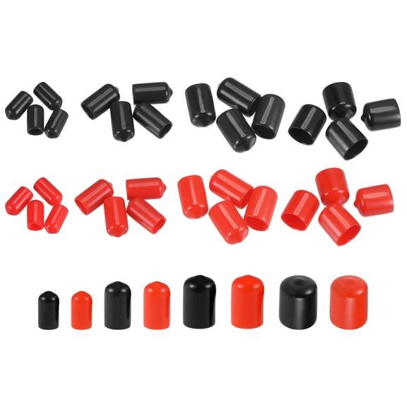 Uxcell Round End Caps Rubber Cover 40pcs 9/32" 3/8" 1/2" 13/16" Black Red Screw Protector for Screw Bolt Pipe