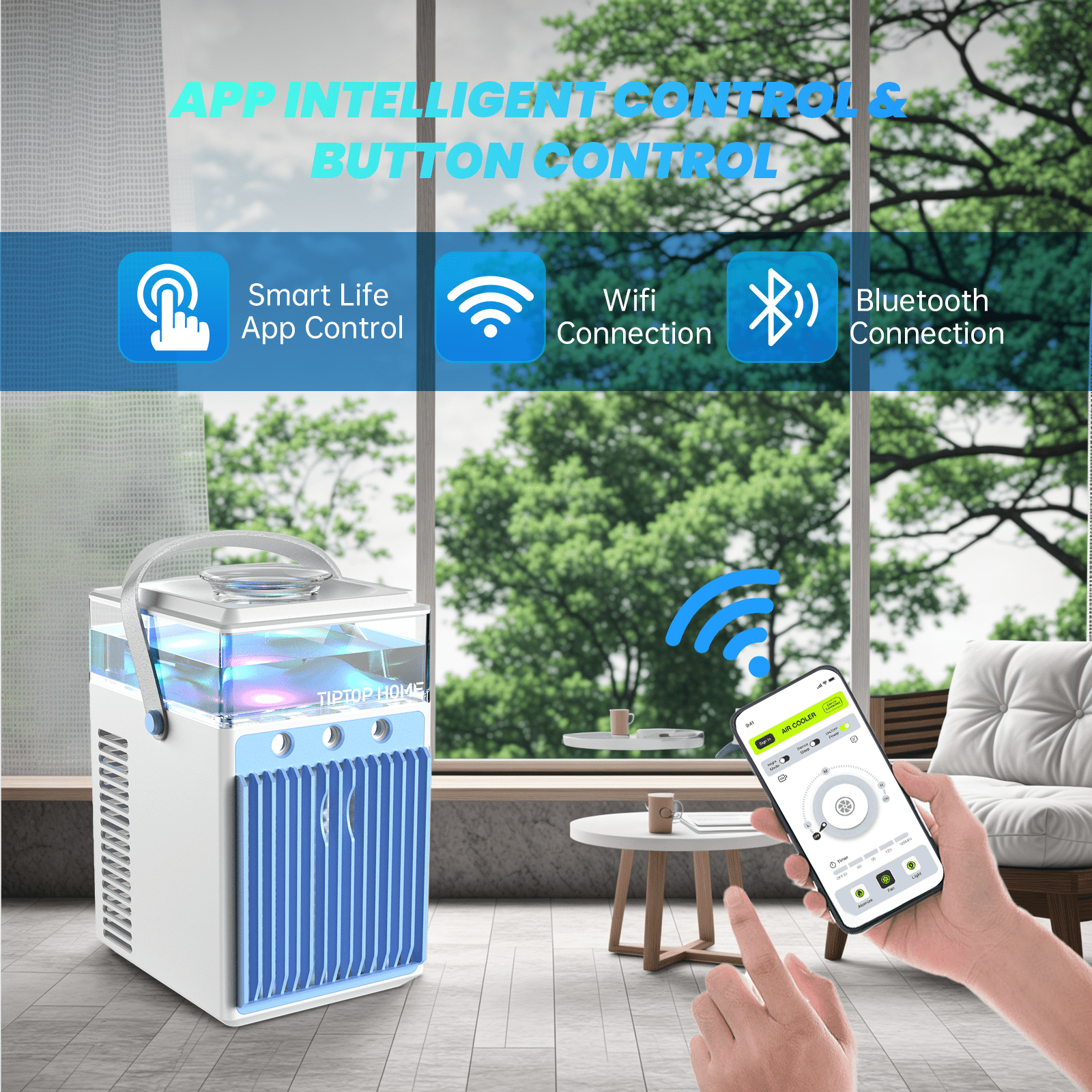 Portable Air Conditioners Fan,4 in 1 Rechargeable Mini Air Conditioner, Air Cooler LED Humidifier,3 Speeds Mini AC Evaporative Personal Air Conditioner Cooling Fan for Office Bedroom Outdoor