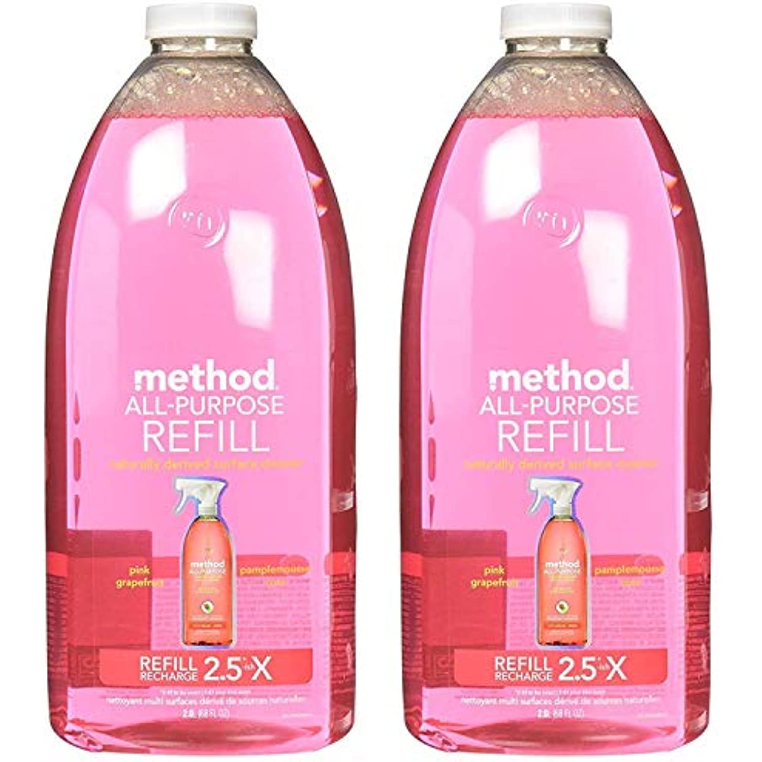 Method All Purpose Cleaning Spray 68 Fl Oz, Pink Grapefruit, Refill Bottle (2Pack)