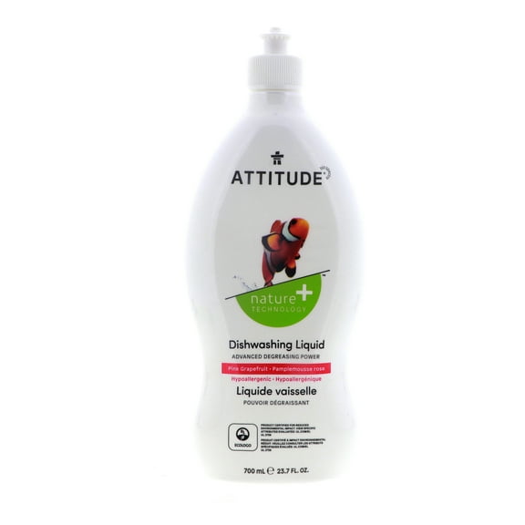 Attitude Dishwashing Liquid, Pink Grapefruit, 23.7 oz