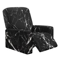 Renewold Stretch Recliner Cover Non-Slip Recliner Slipcover 4 Pieces Soft Lazy Boy Recliner Chair Cover with Pocket and Elastic Bottom for Living Room, Marble Crack Black