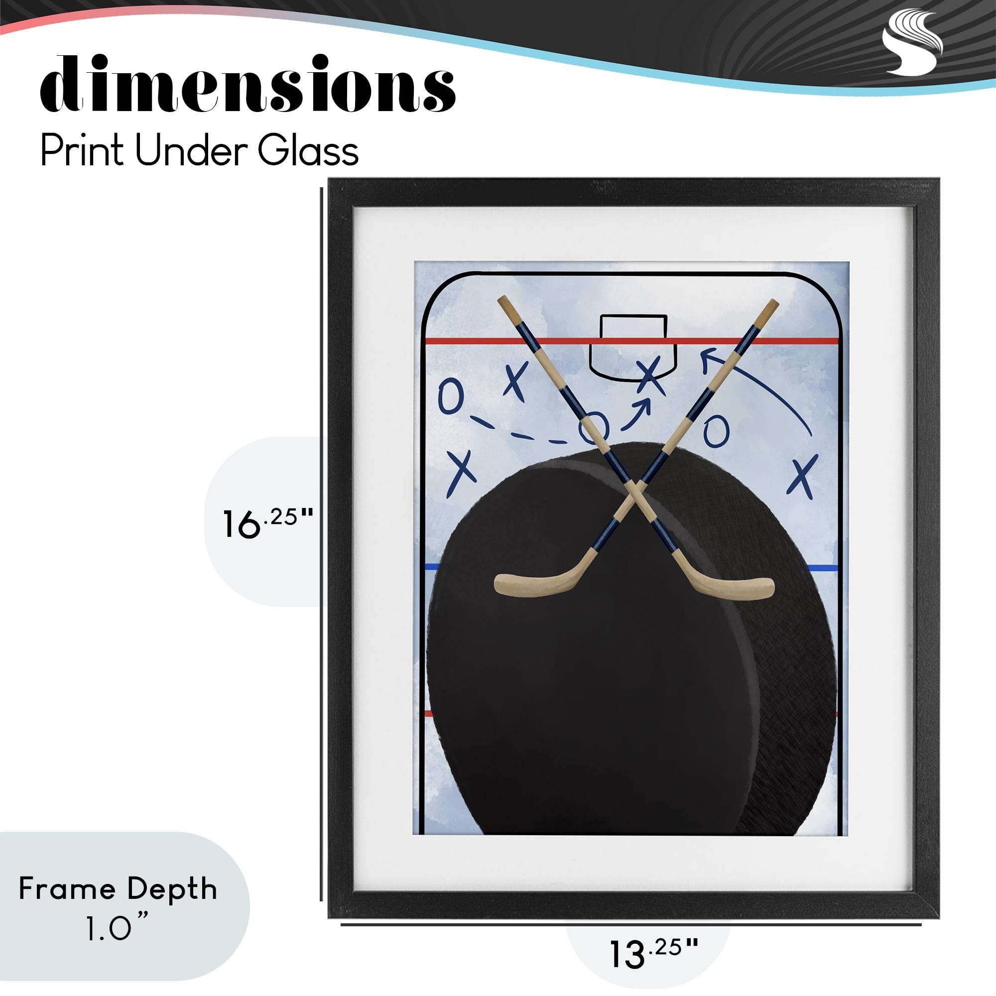 Stupell Industries Hockey Rink Tactics Black Framed Print Under Glass, design by Jennifer Stith