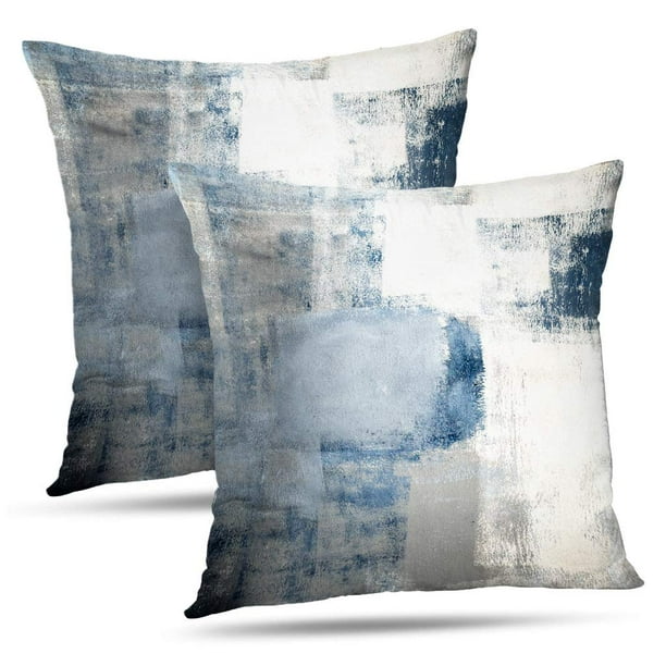 Fundas de cojín Alric, azul y gris, 45 x 45 cm (juego de 2)