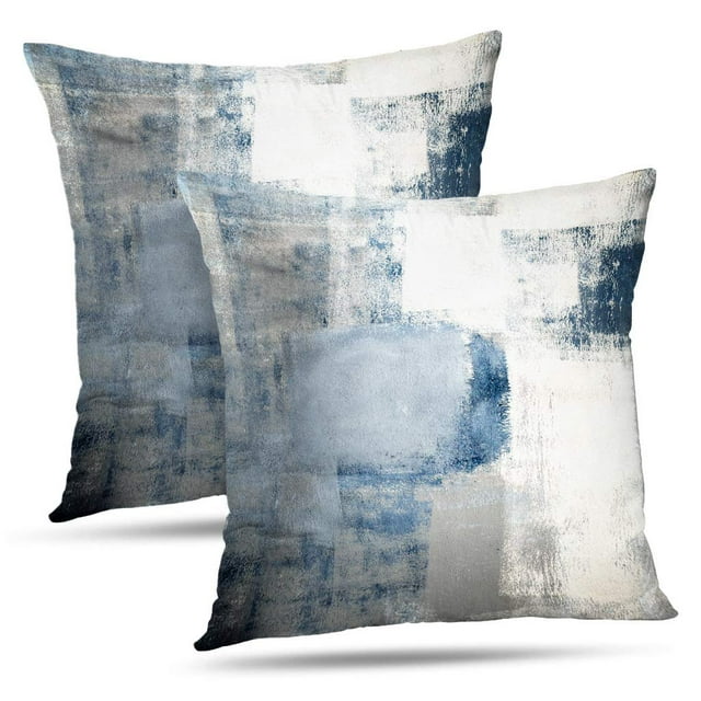 Fundas de cojín Alric, azul y gris, 45 x 45 cm (juego de 2)