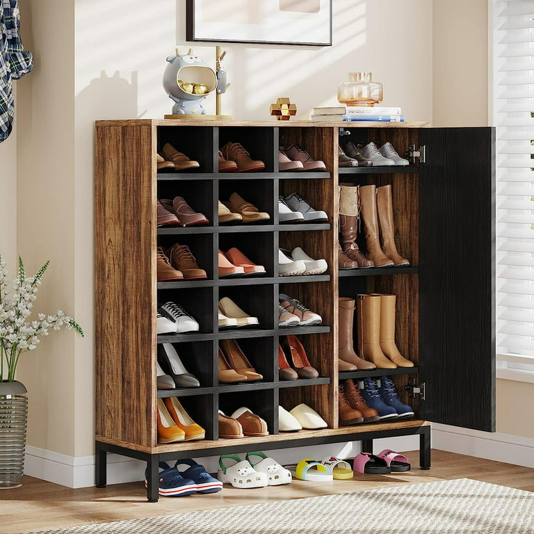 Tribesigns Shoe Cabinet Storage Entryway: Slim 6-Tier Shoe Organizer  Cabinet with Adjustable Shelves, Freestanding Wood Shoe Rack with Doors for