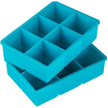 

2 Inch Large Ice Cube Tray Flexible Ice Mold Silicone Big Ice Cube Trays for Whiskey Cocktails and Treats BPA Free Blue Square Silicone Mold Pack of 2
