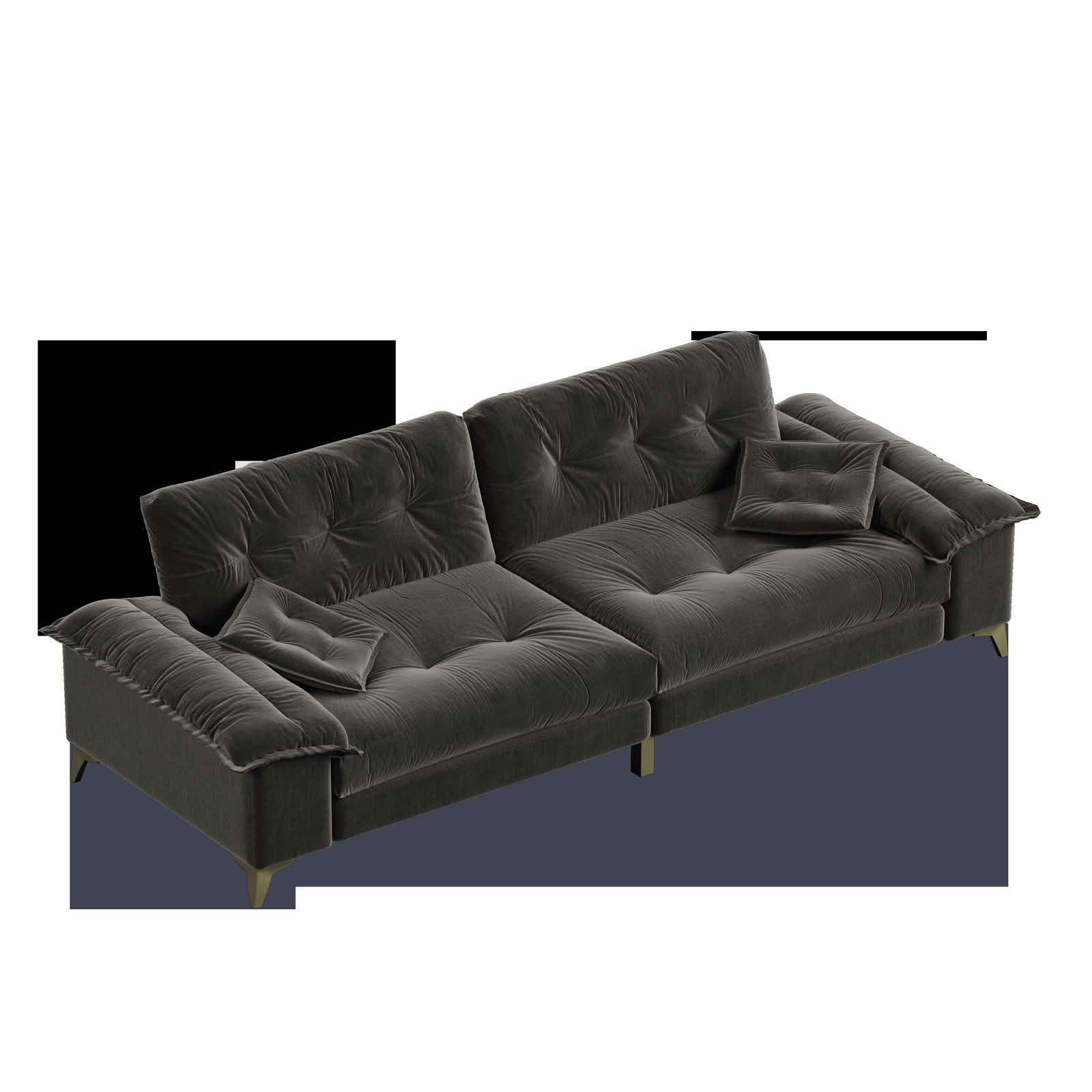 MAYEERTY 104.7" 4‑Seater Cloud Sofa, Tufted Chenille Couch with Wide Flip Armrests, Metal Legs, 2 Pillows Included for Multi‑Scene Use