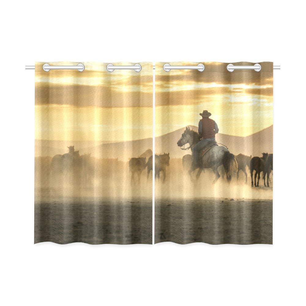 MKHERT Western Cowboys Tame Horses Window Curtains Kitchen Curtain Room