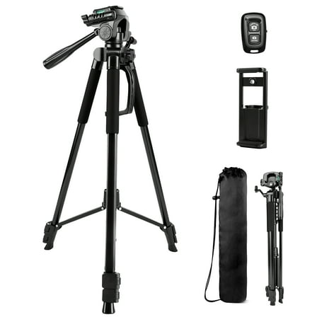 Camera Tripod for iphone,64" Phone Tripod Stand for Tablet Cameras,Travel Tripods Compatible with iPad iPhone DSLR SLR Projector,Phone Tripods Stand with Remote/Travel Bag /2 IN 1 Holder Mount