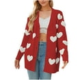 thumbnail image 2 of Cárdigan de moda para mujer, informal, cómodo, de manga larga, con cuello en V, estampado, con botones, blusa, cárdigan de poliéster para mujer, 2 of 5