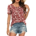 thumbnail image 3 of WUJINXIA Women's Blouses Summer Short Sleeve Shirts Casual Pleated Floral Tops, 3 of 7