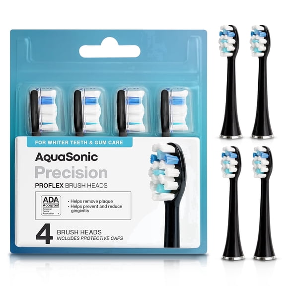 AquaSonic Precison ProFlex 4-pk Replacement Brush Heads (Black)