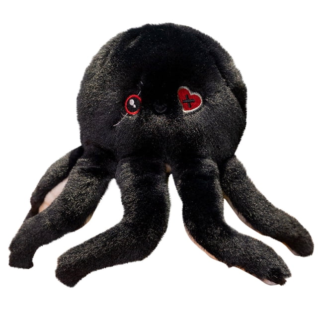 Black Creepy Cute Octopus Stuffed Animal Plushie With Gothic Design For Home Decor