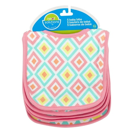 Graphic Print Knit Terry Bibs 5-pack, Pi